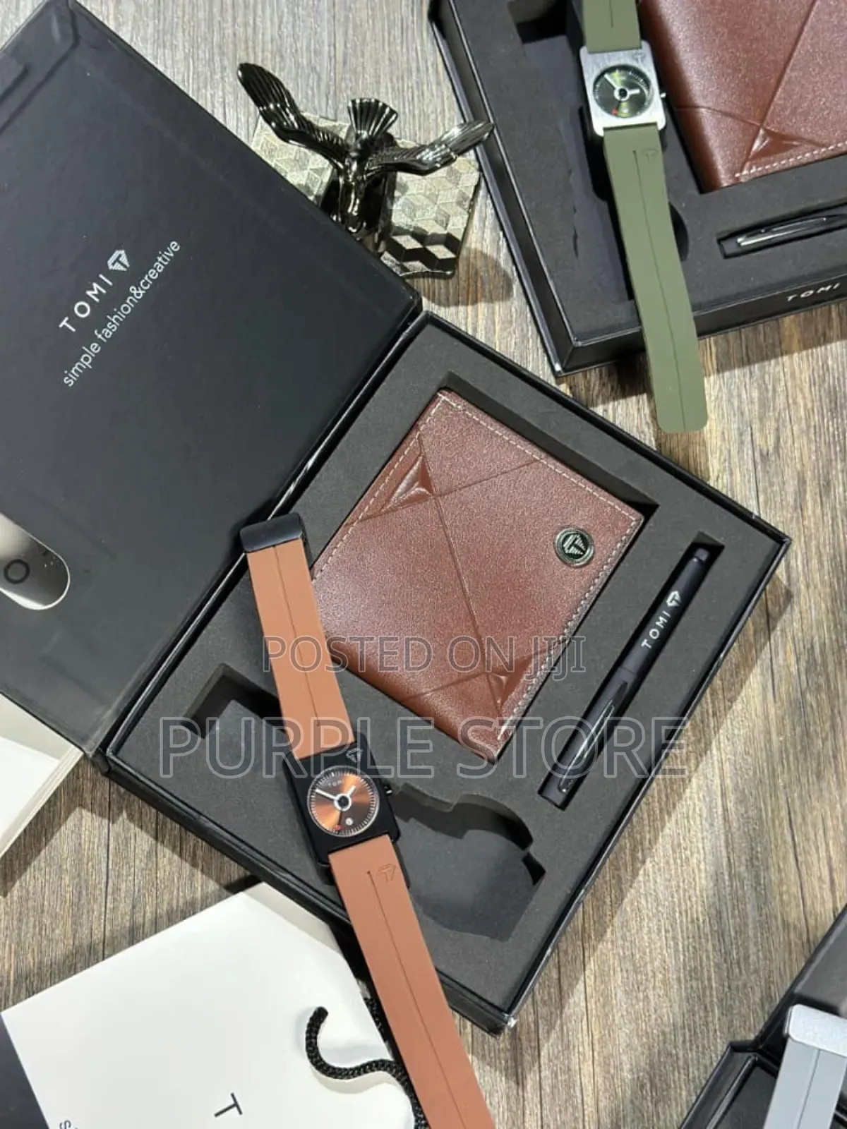 Tomi Rubber Strap Watch, Wallet and Pen Gift Set