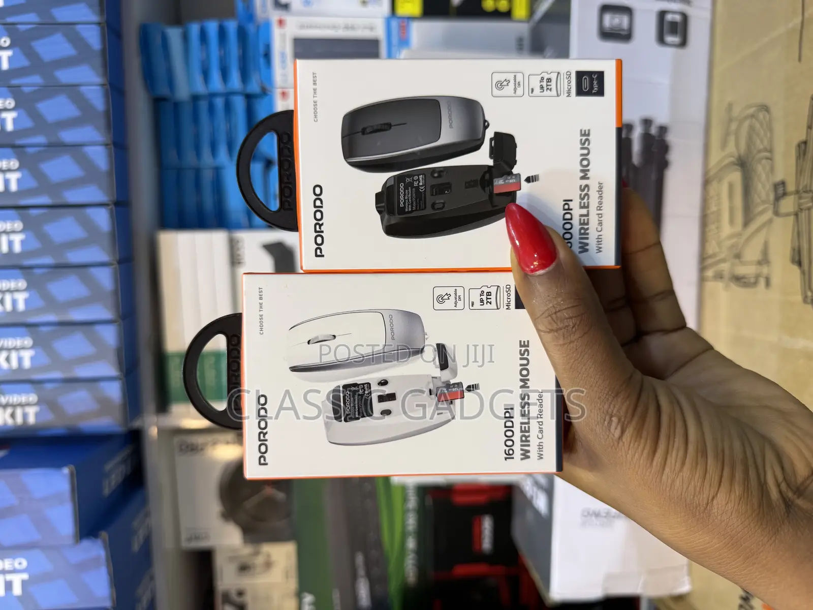 Porodo 1600dpi Wireless Mouse With Card Reader