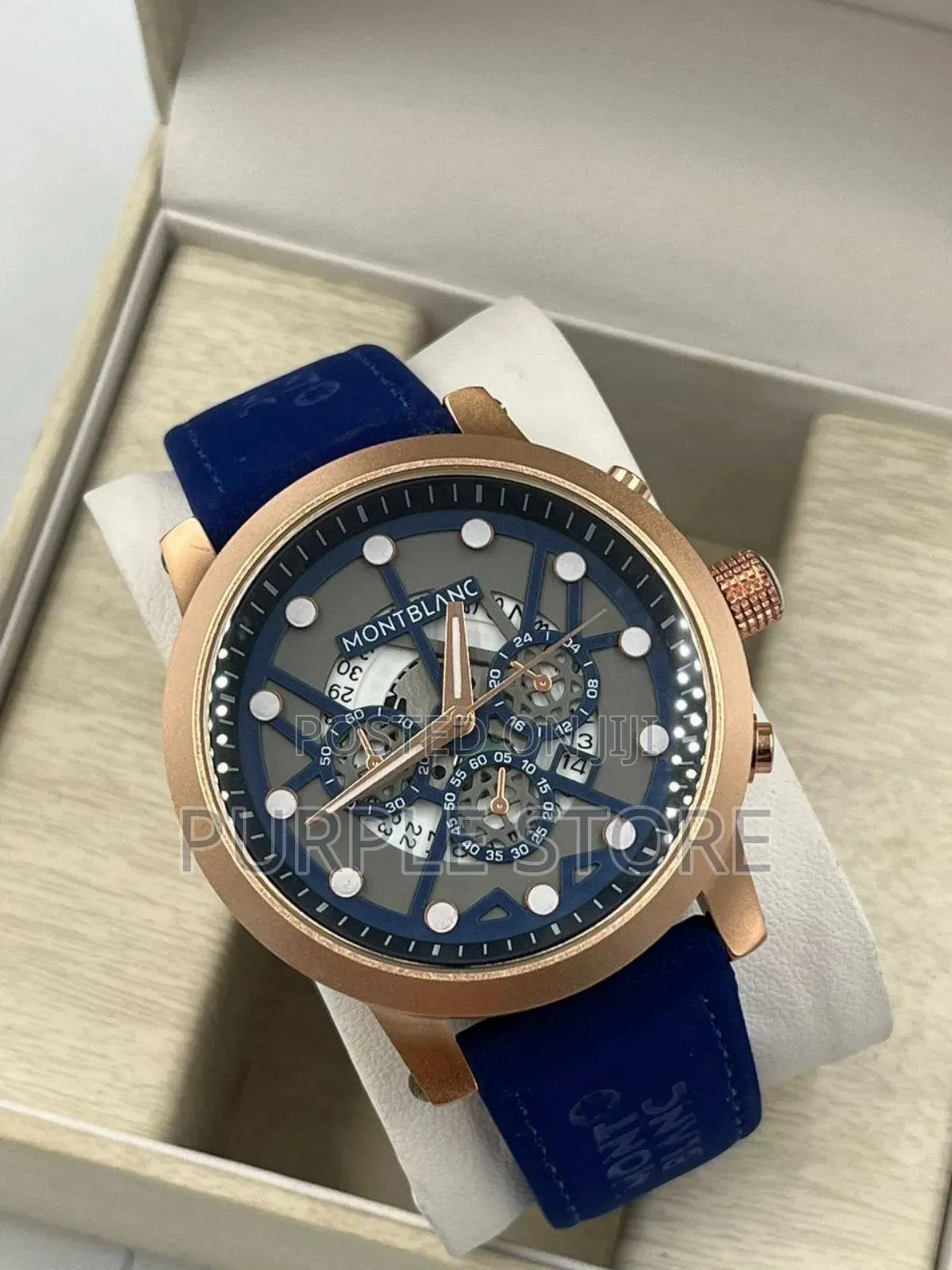 Montblanc Blue Leather Wristwatches