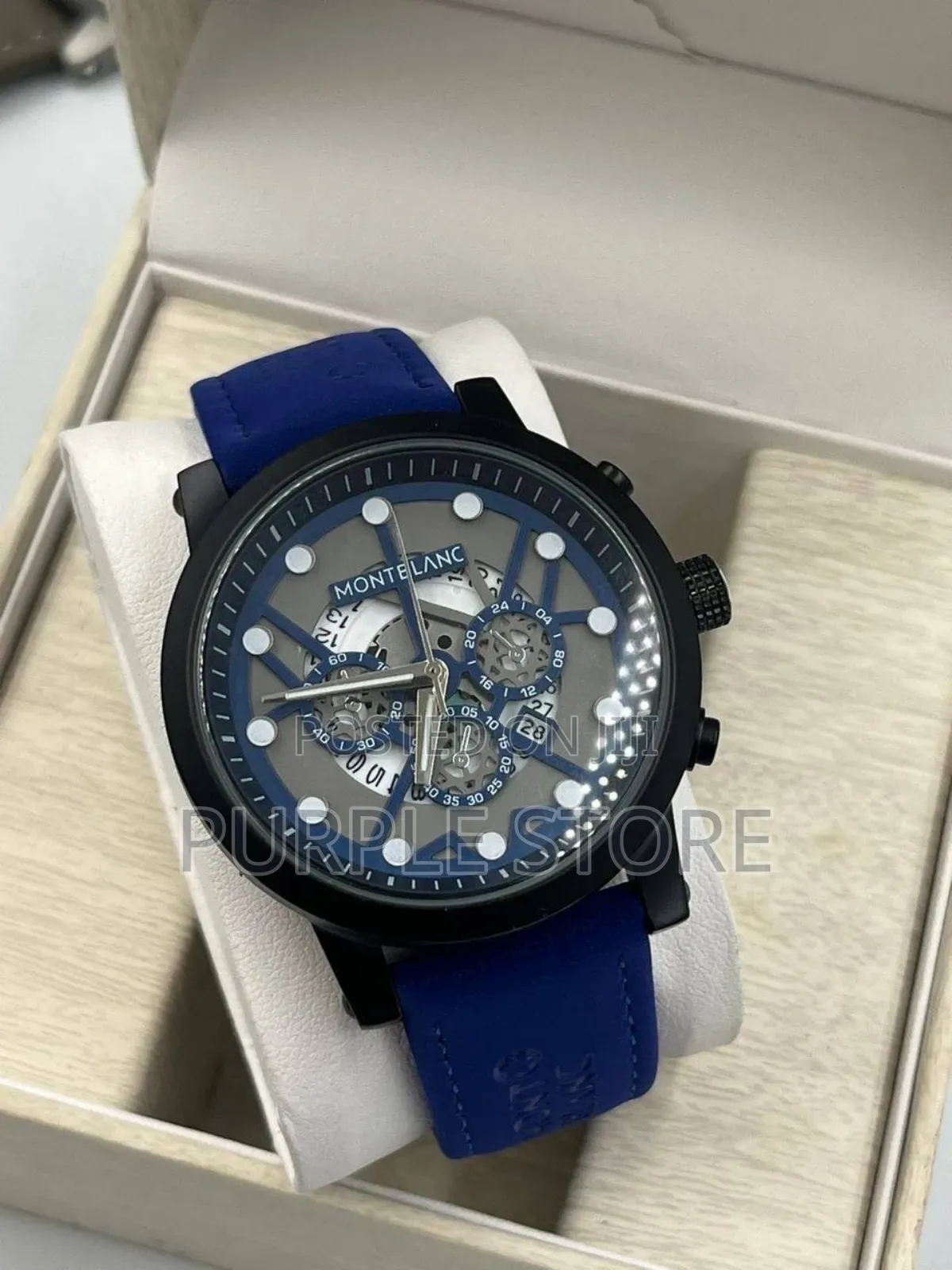 Montblanc Blue Leather Wristwatches