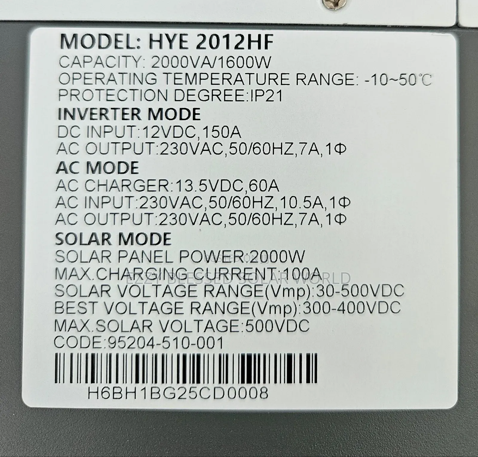 2kva 12v Helios Hybrid Inverter