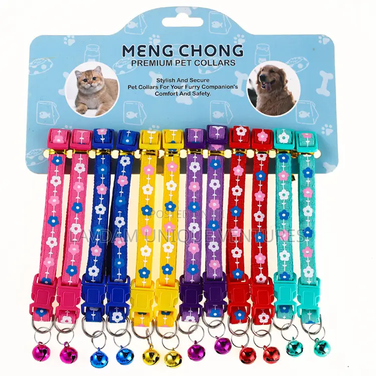 Pet Bell Collar Bow Set – Reflective Dog/Cat Collar With Paw Print