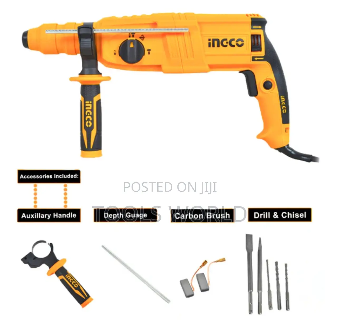 Ingco 800w Rotary Hammer Drill With 3 Sds-drill Bits