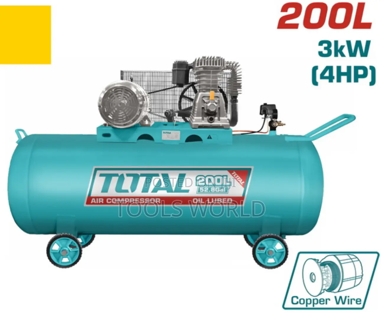 200l Industrial Air Compressor | 4hp | Belt-Driven | Copper Motor
