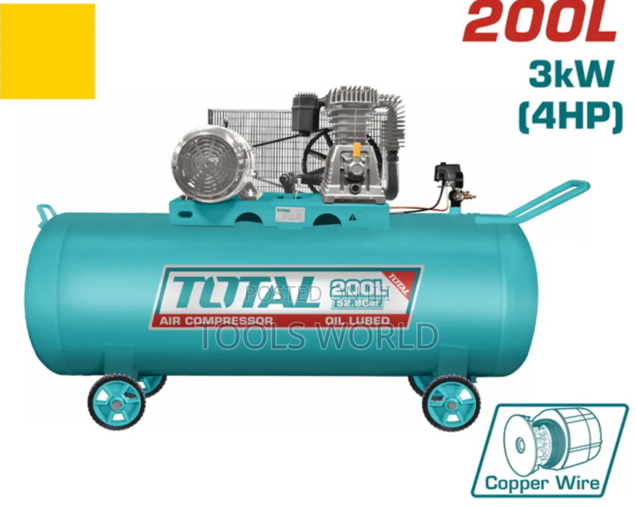 200l Industrial Air Compressor | 4hp | Belt-Driven | Copper Motor