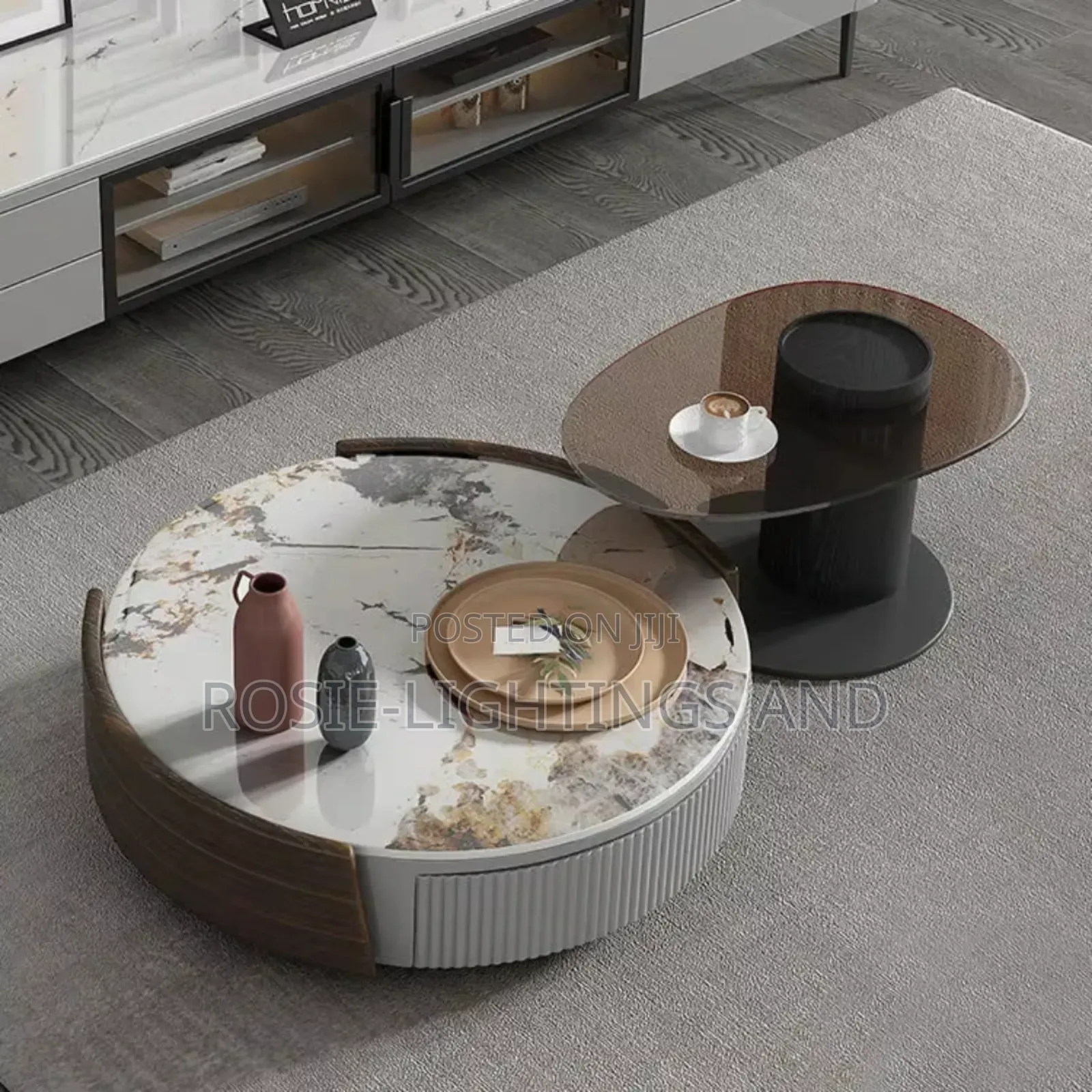 Enmoon Light Luxury Coffe Table( Stone Marble Top)