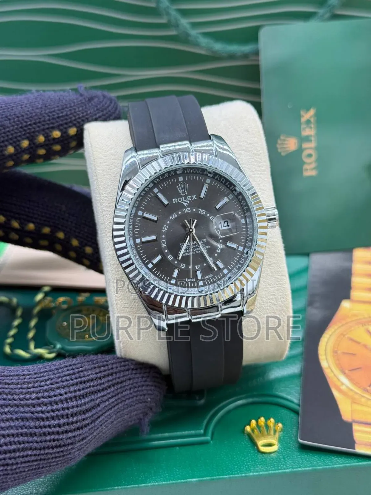 Affordable Rolex Sky Dweller Rubber Strap Watch