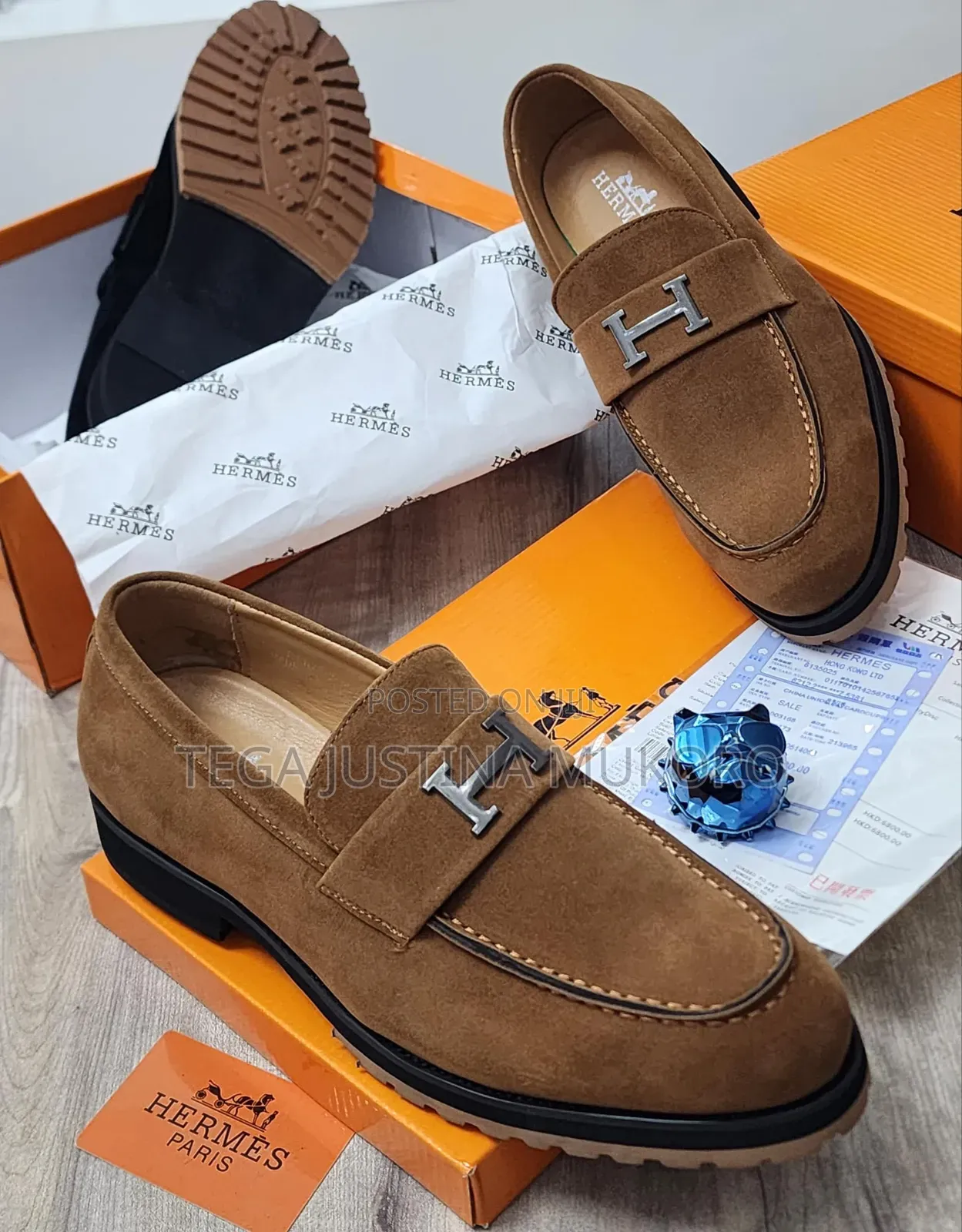 High Quality Hermes Men's Suede Shoes
