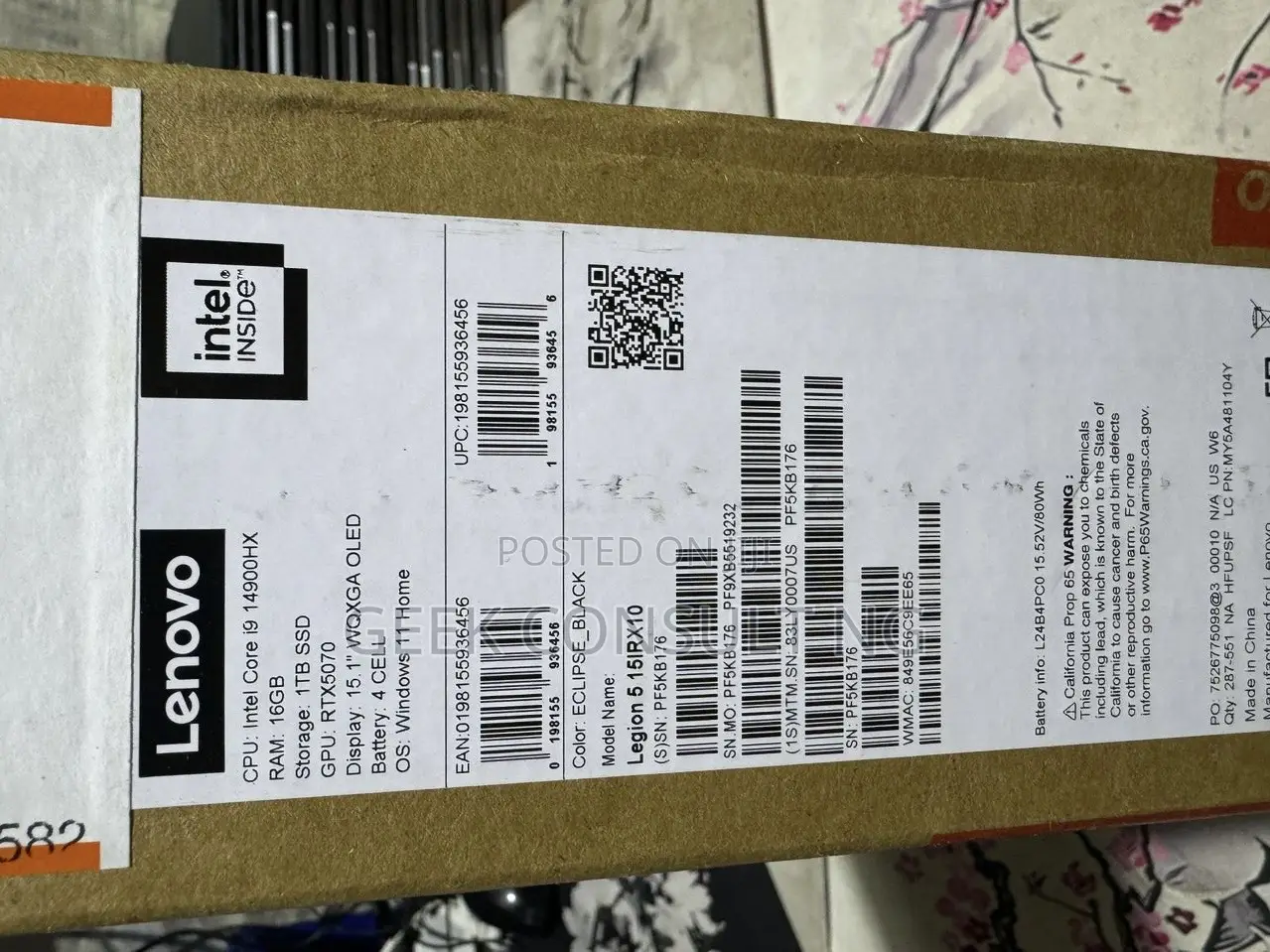 New Laptop Lenovo Legion 5 16GB Intel Core i9 SSD 1T