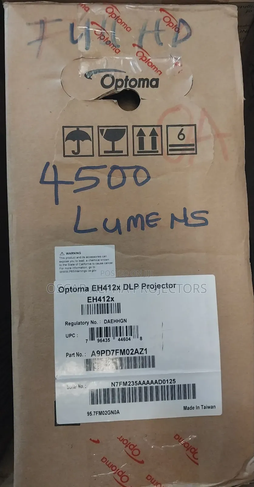 Optoma Eh412x 4500 Lumens Full Hd
