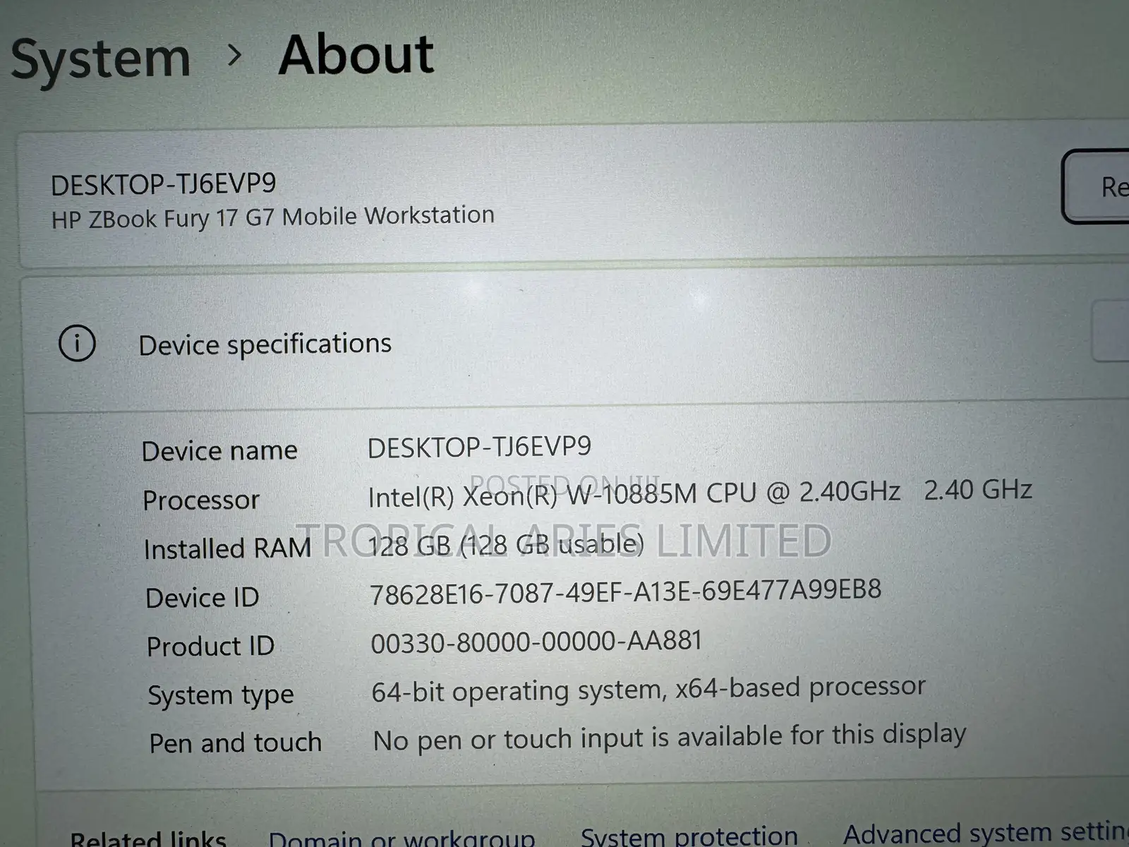Laptop HP ZBook Fury 17 G7 128GB Intel Xeon SSD 3T