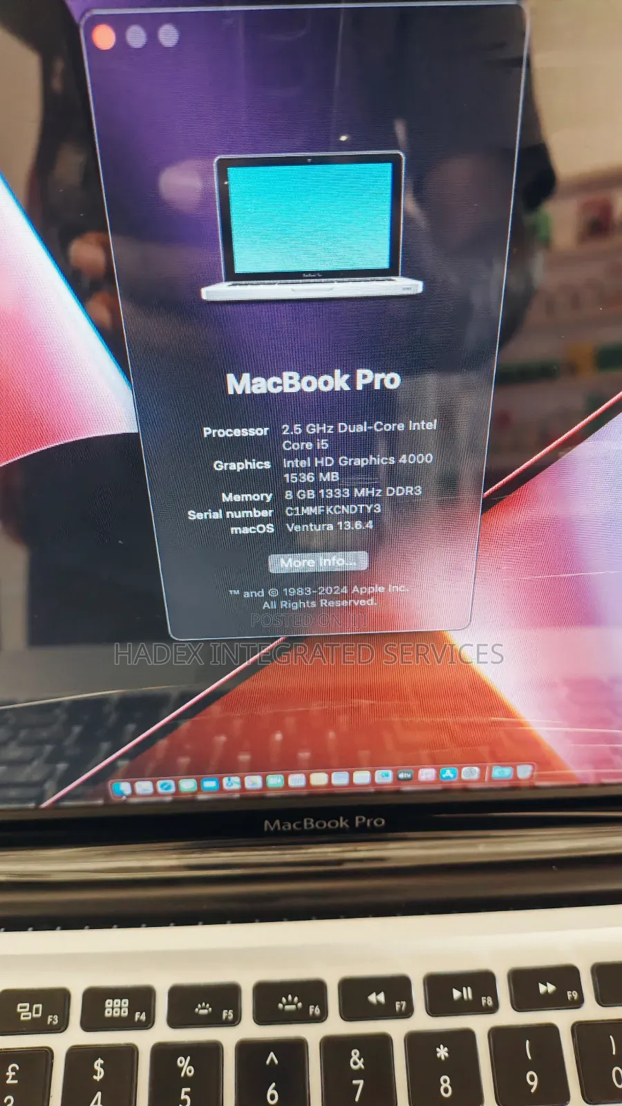 Laptop Apple MacBook Pro 8GB Intel Core I5 HDD 750GB