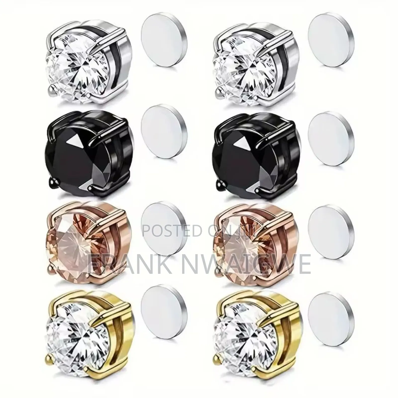 Cz Cubic Zirconia Magnetic Iced Out Ear Rings Magnetic Studs
