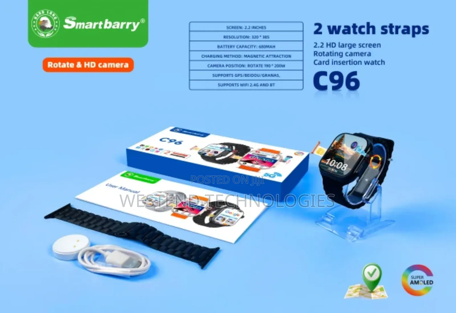 C96 Ultra Smart Watch With Sim Card Port 6gb Ram