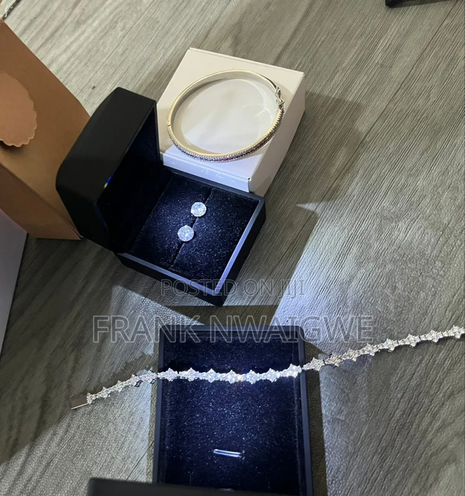 925 Sterling Silver Earring and Tennis Cz Bracelet Combo