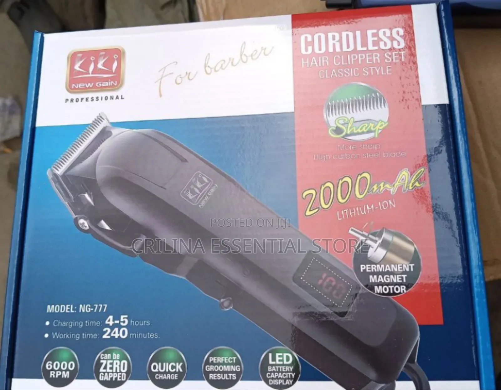 Kiki New Gain Professional Rechargeable Cordless Hair Clipper