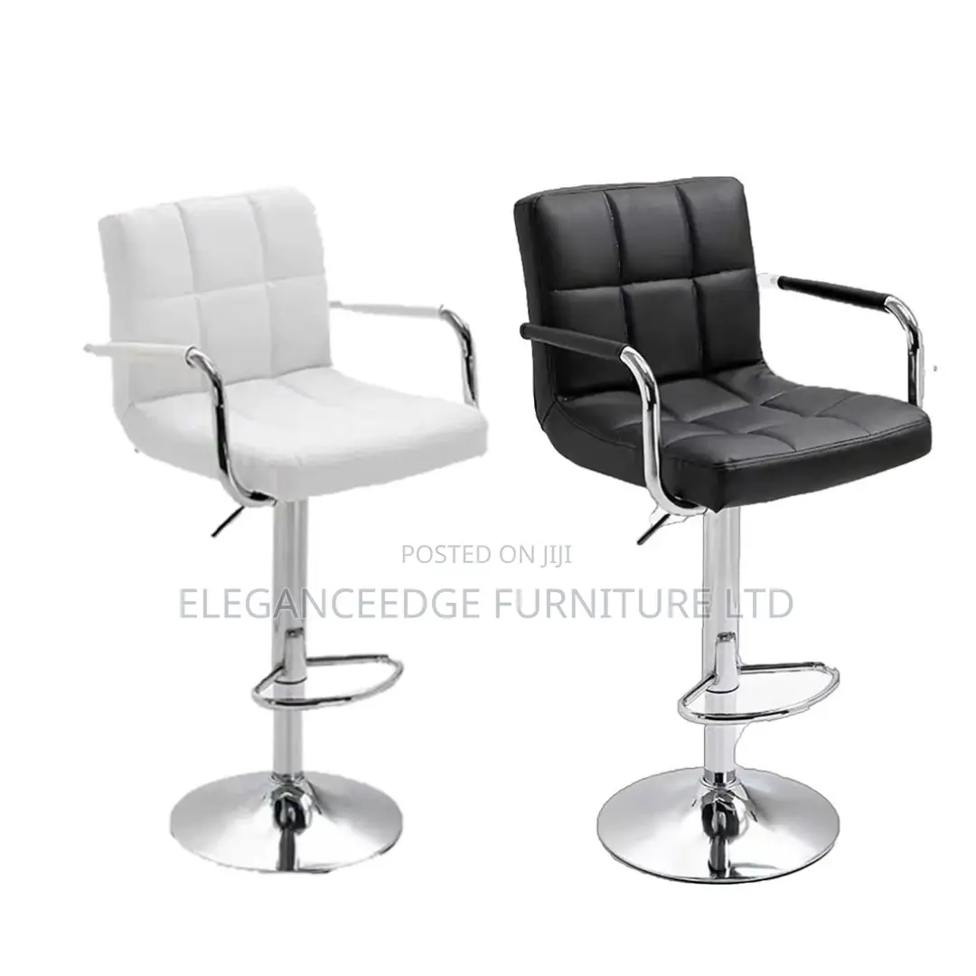 High Revolving Adjustable Height Leather Bar Stool