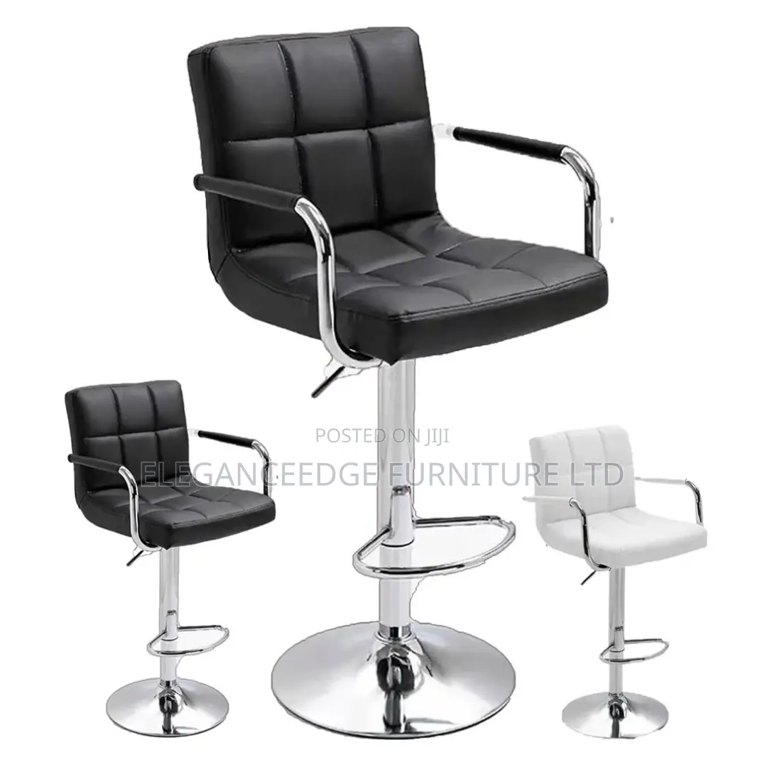 High Revolving Adjustable Height Leather Bar Stool