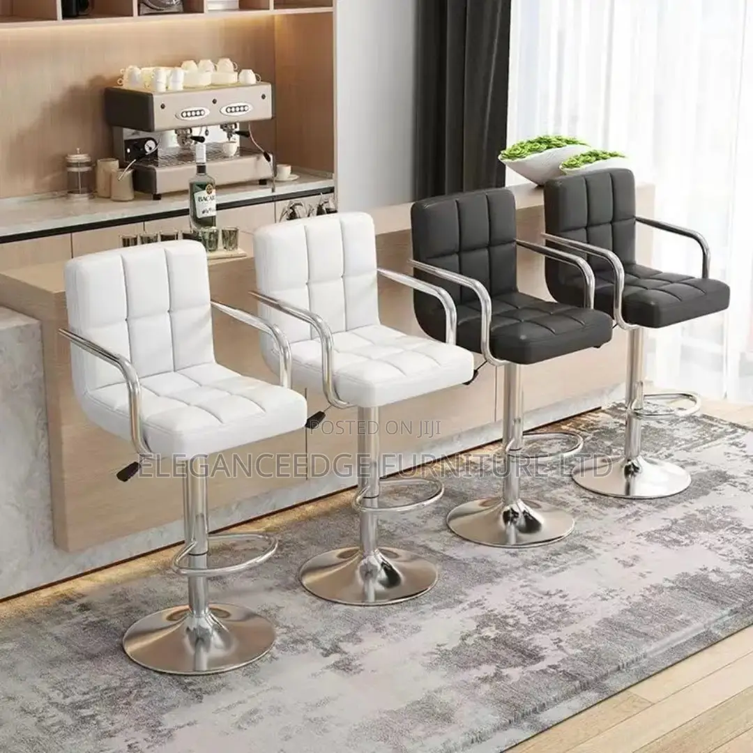 High Revolving Adjustable Height Leather Bar Stool