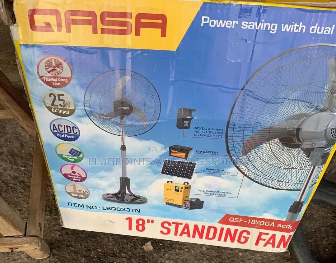 Qasa Ac Dc Stand Fan Low Power Solar Friendly