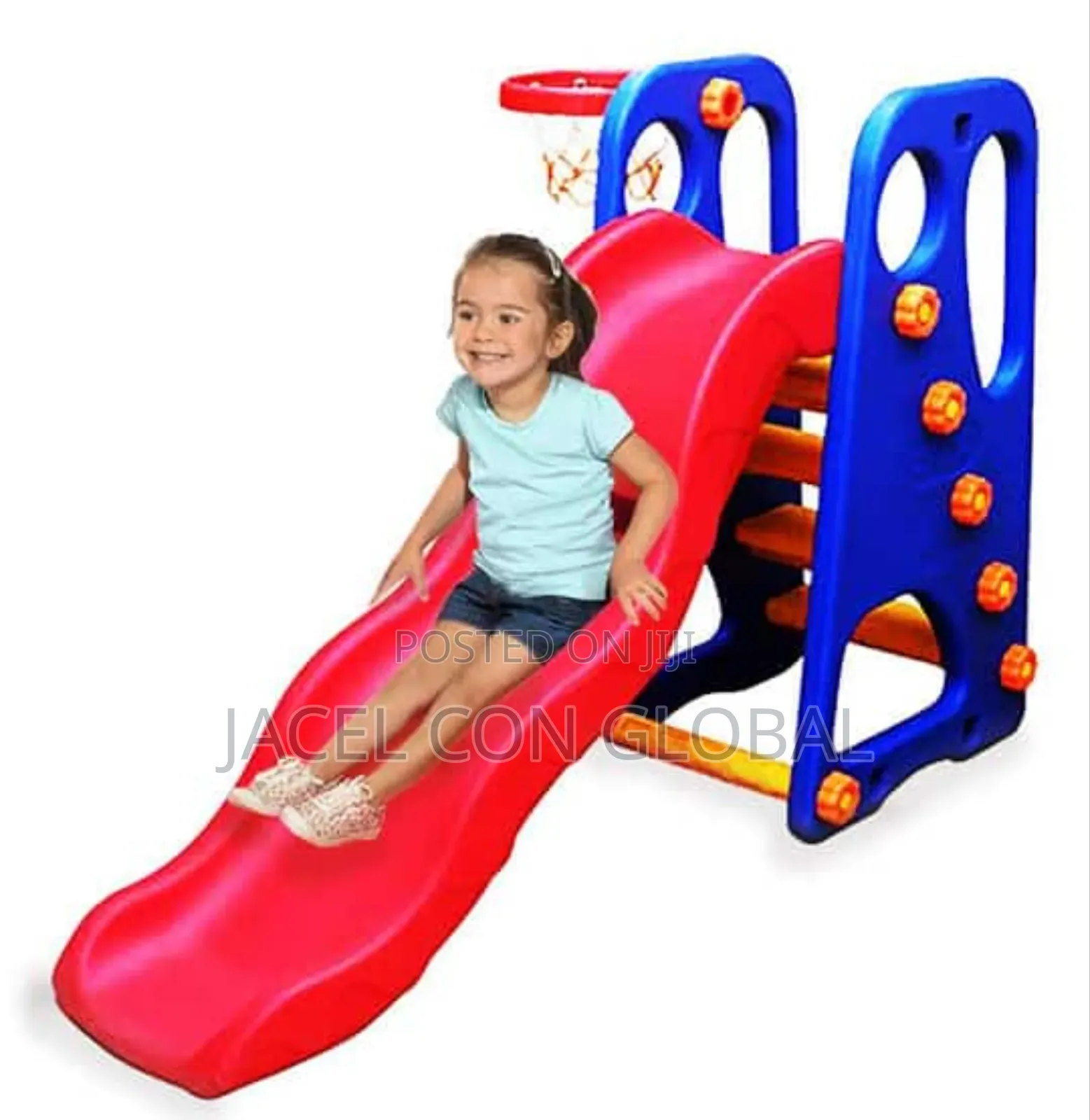 2 in 1 Slide and Basketball Hoop for Toddlers Playground