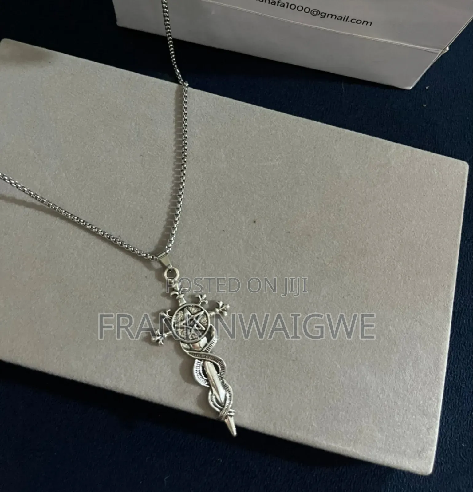 Vintage Retro Steel Sword Cross Gothic Necklace