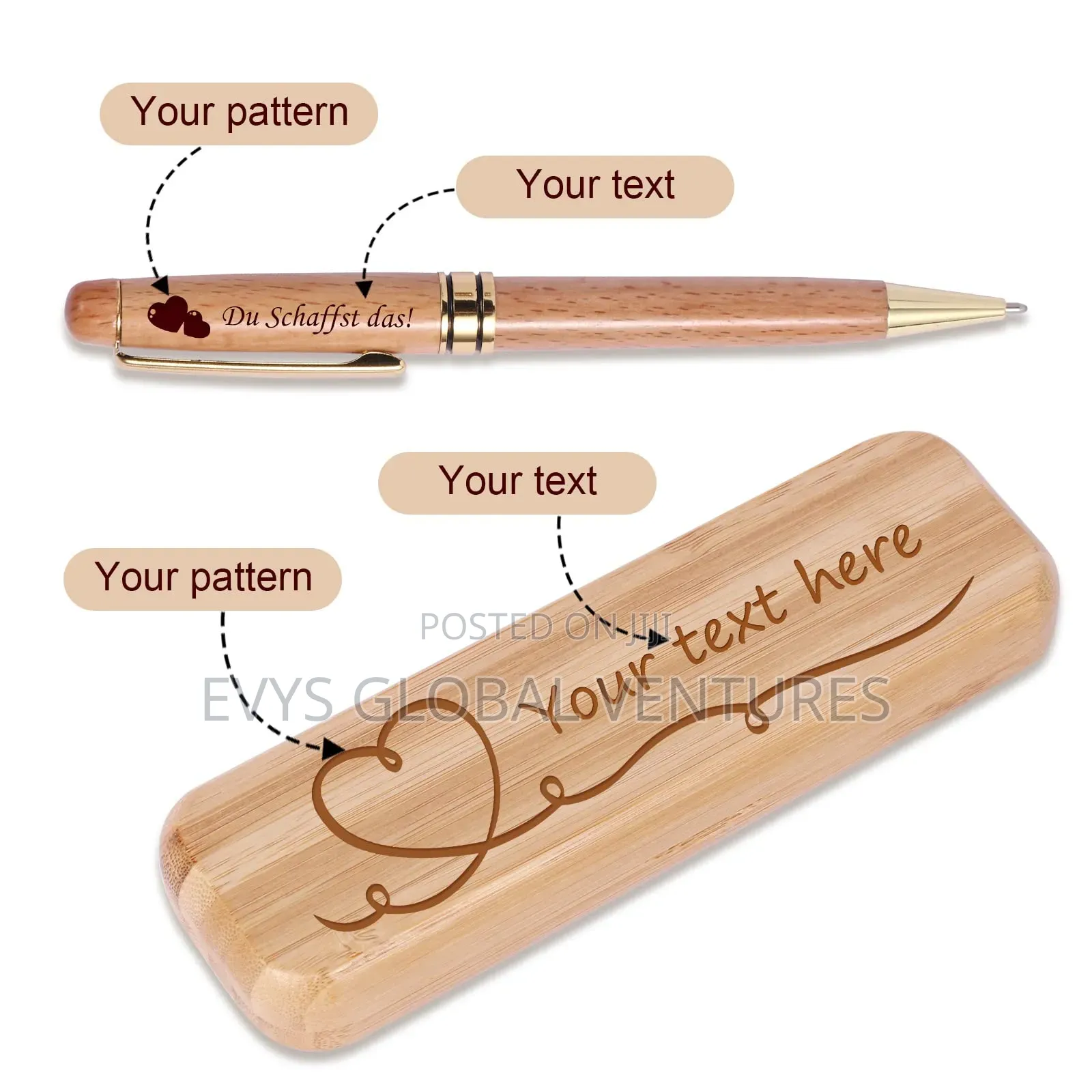 Wooden Pen in a Wooden Box Souvenir Gift Set