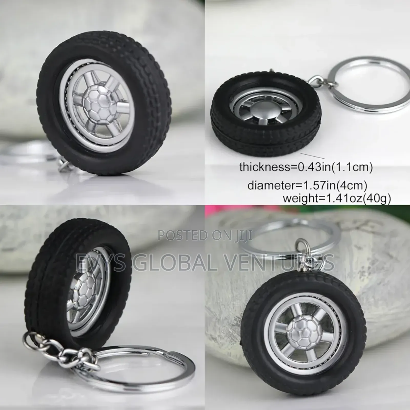 Auto Parts Spinning Rubber Wheel Chain Key Holder Souvenir Gift Set
