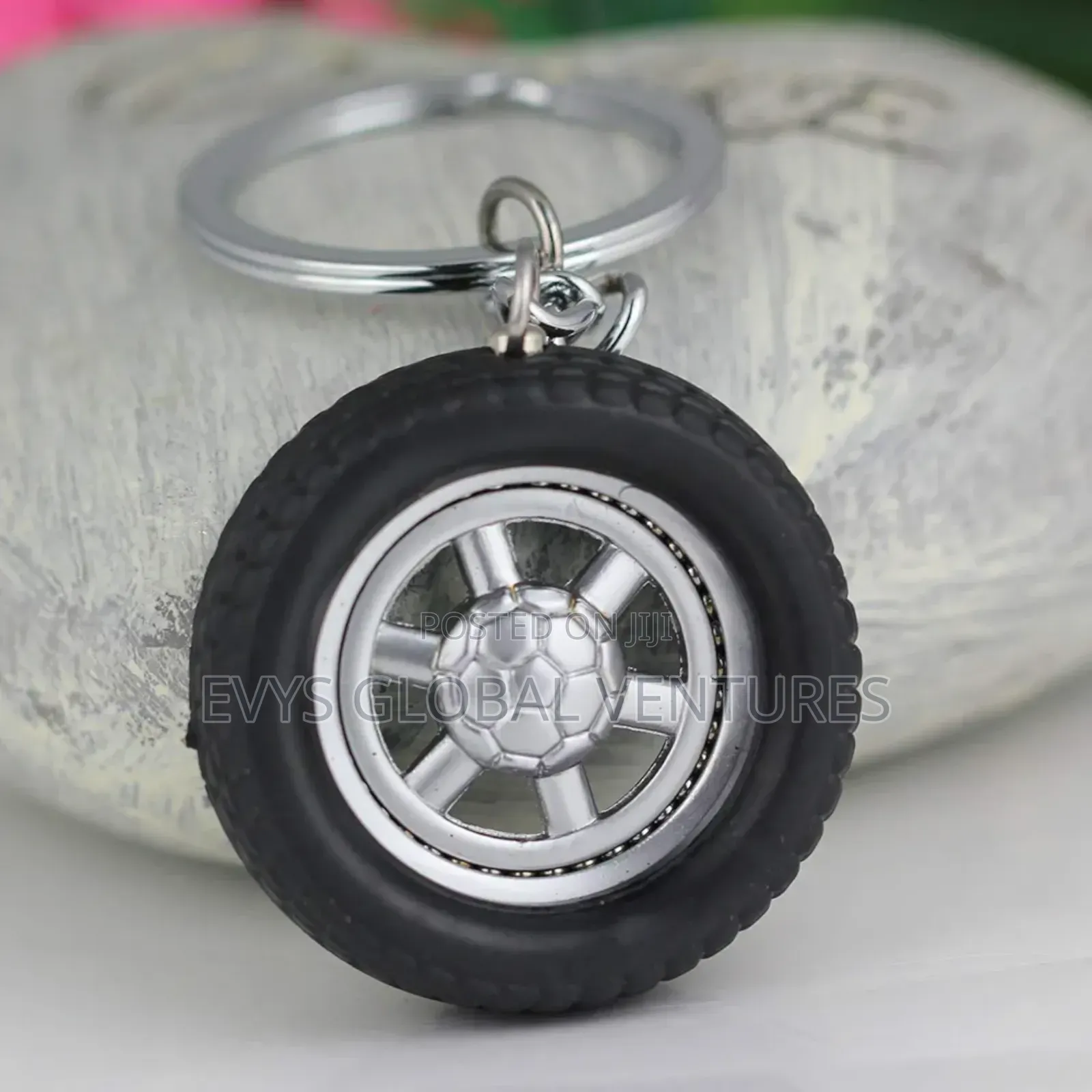 Auto Parts Spinning Rubber Wheel Chain Key Holder Souvenir Gift Set