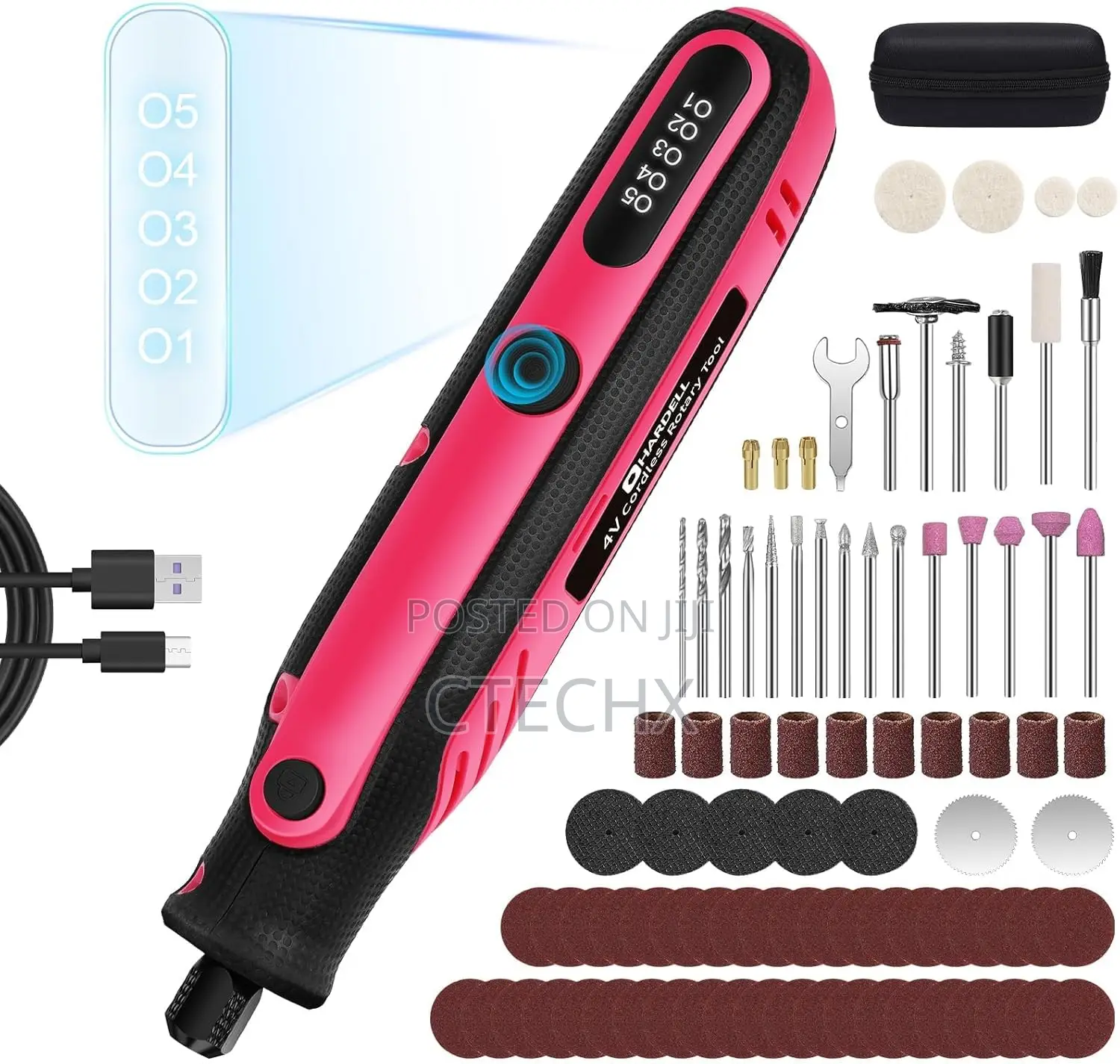 4v Cordless Rotary Tool Kit With 86 Accessories 5-Speed 5000-18000 RPM