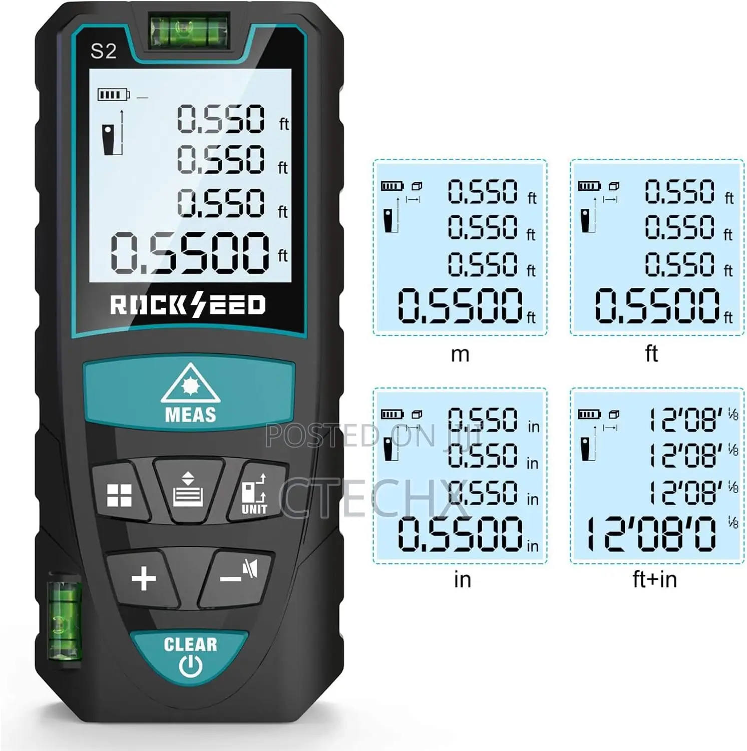 Rockseed Laser Distance Measure 100m/328ft With 2 Bubble Levels
