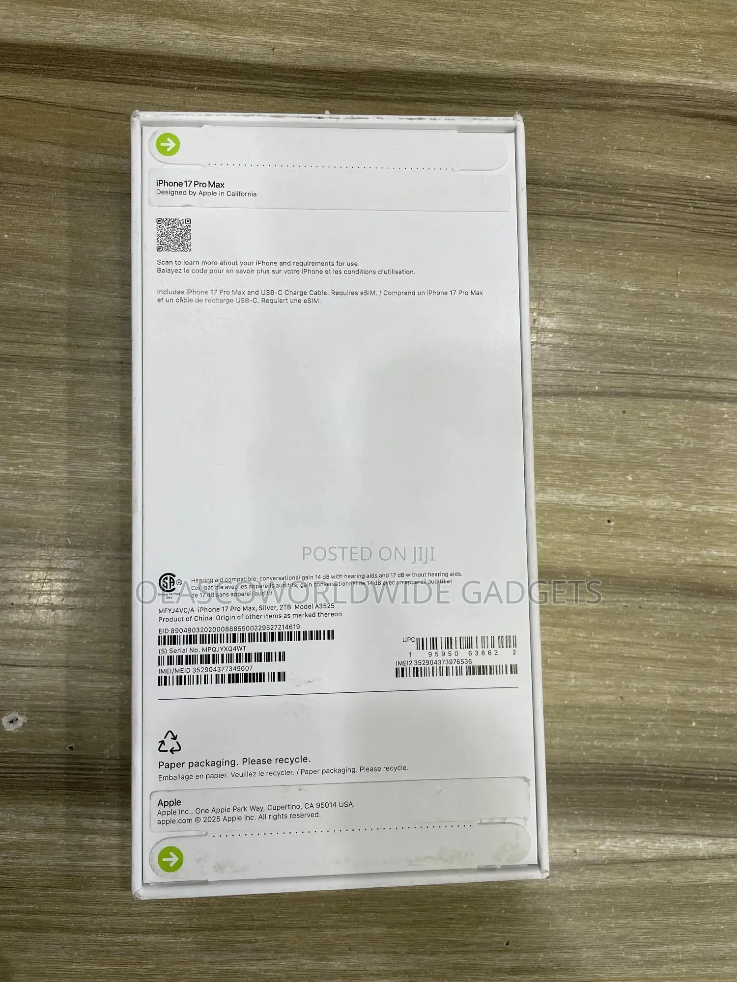 New Apple iPhone 17 Pro Max 2 TB Silver