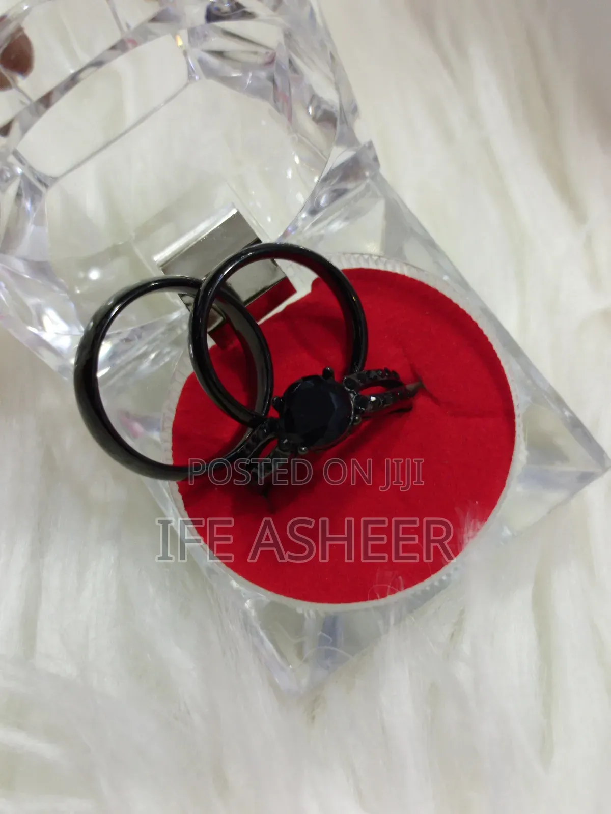 Couples Black Set Of Wedding Ring - Black