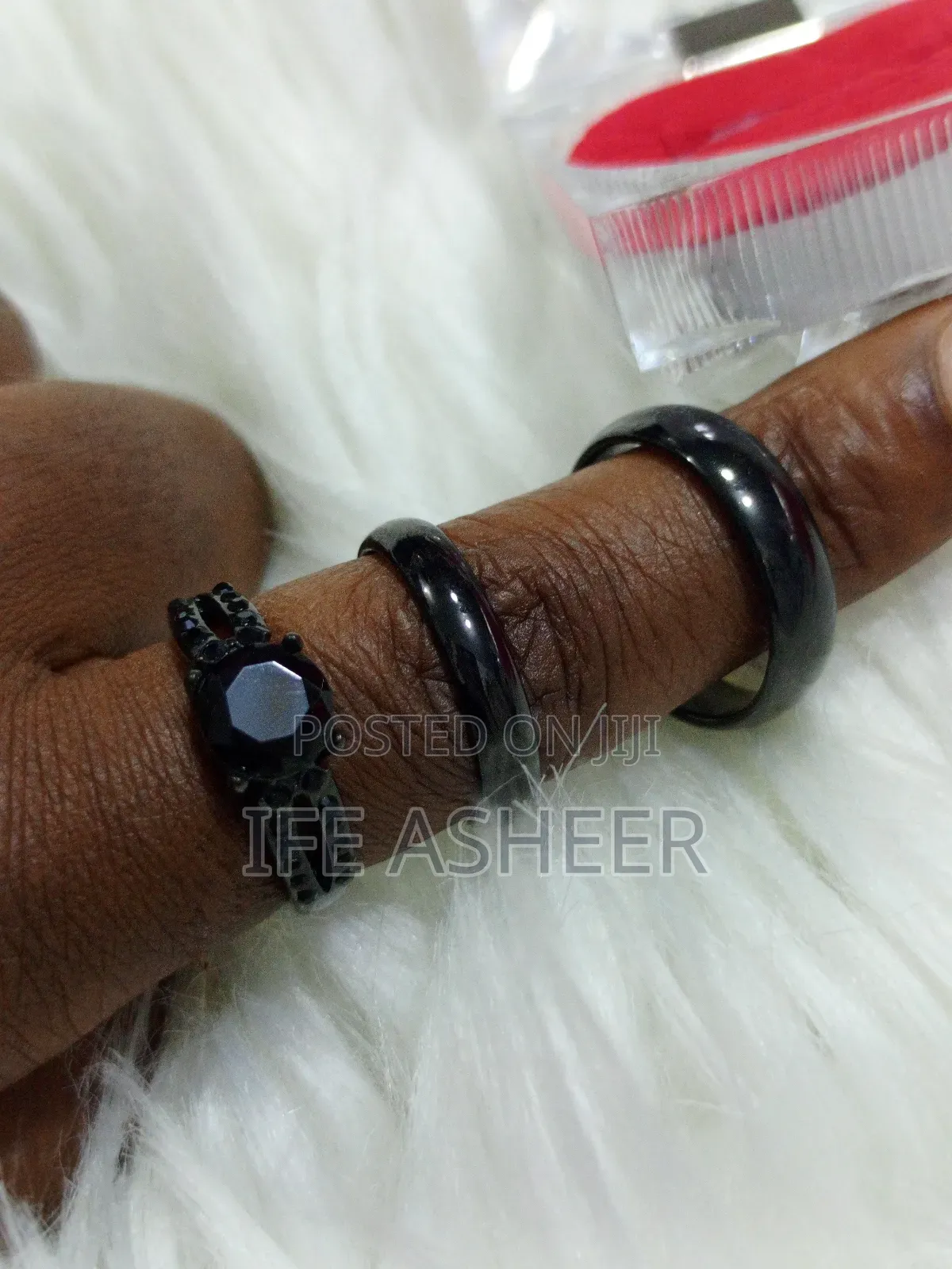 Couples Black Set Of Wedding Ring - Black
