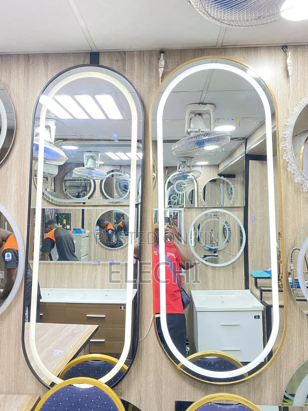 Gold/Black Frame Led Mirror (150cm)