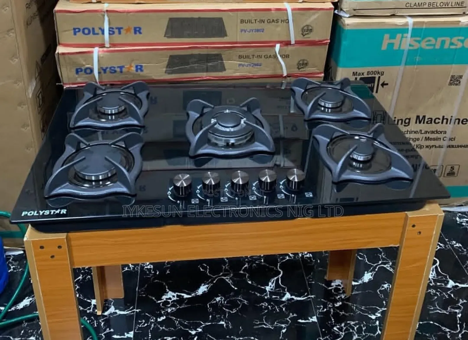 Original New Polystar Built-in Cast Iron 5 Burners Gas Cooker Hob 90cm