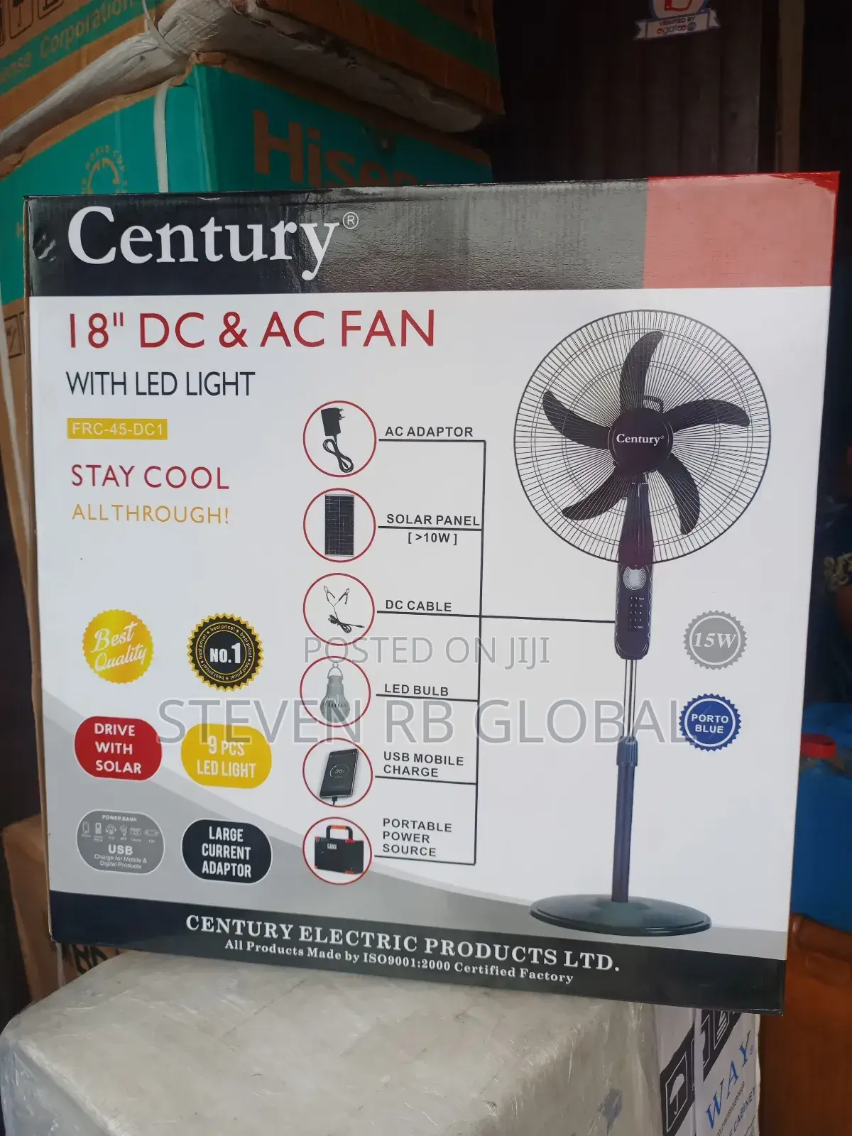 Century 18" Ac/Dc Standing Fan With Led Light (Non-Rechargeable)
