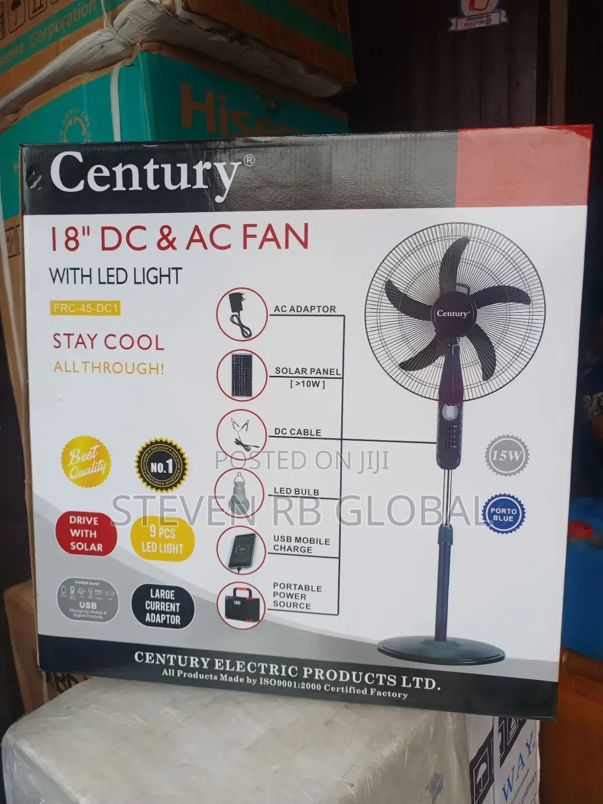 Century 18" Ac/Dc Standing Fan With Led Light (Non-Rechargeable)