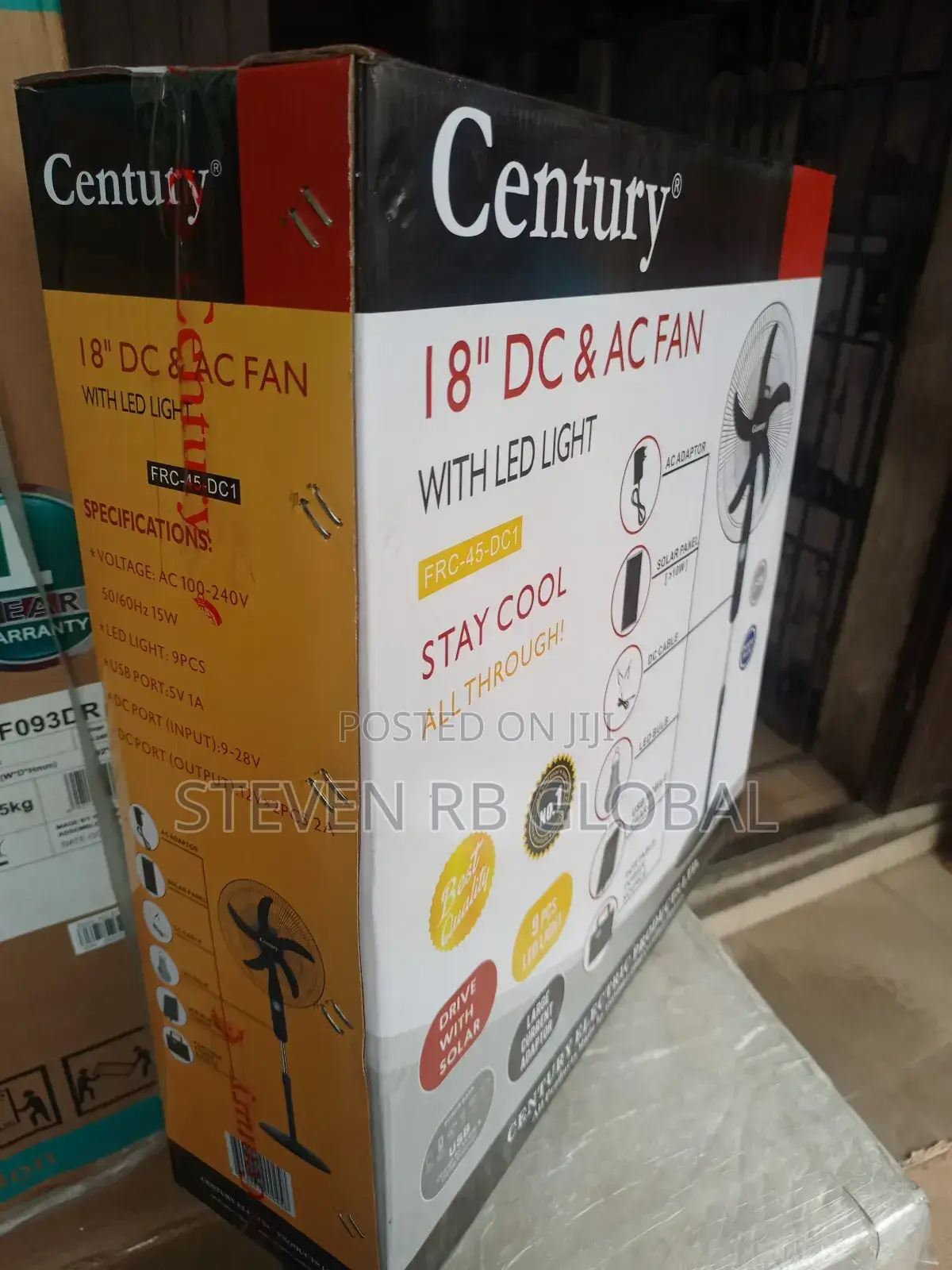 Century 18" Ac/Dc Standing Fan With Led Light (Non-Rechargeable)