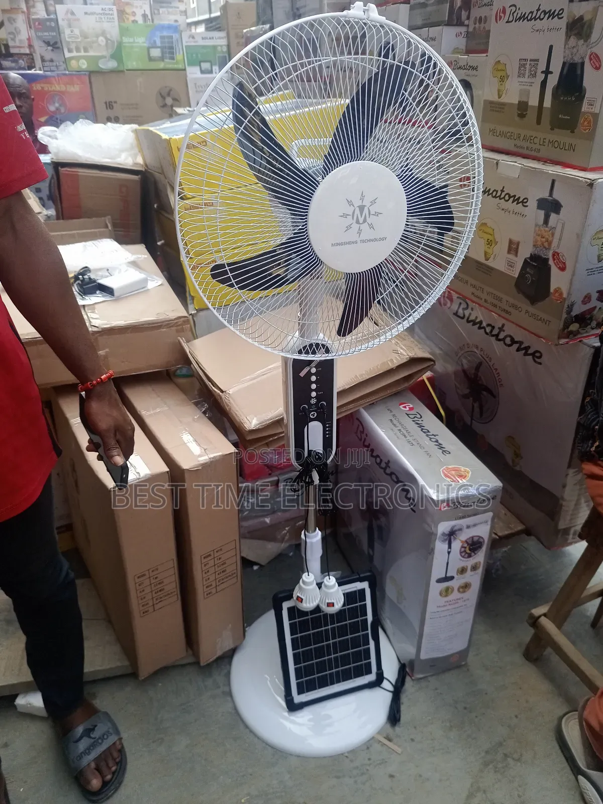 Mingsheng 16"Solar Rechargeable Lithium Stand Fan