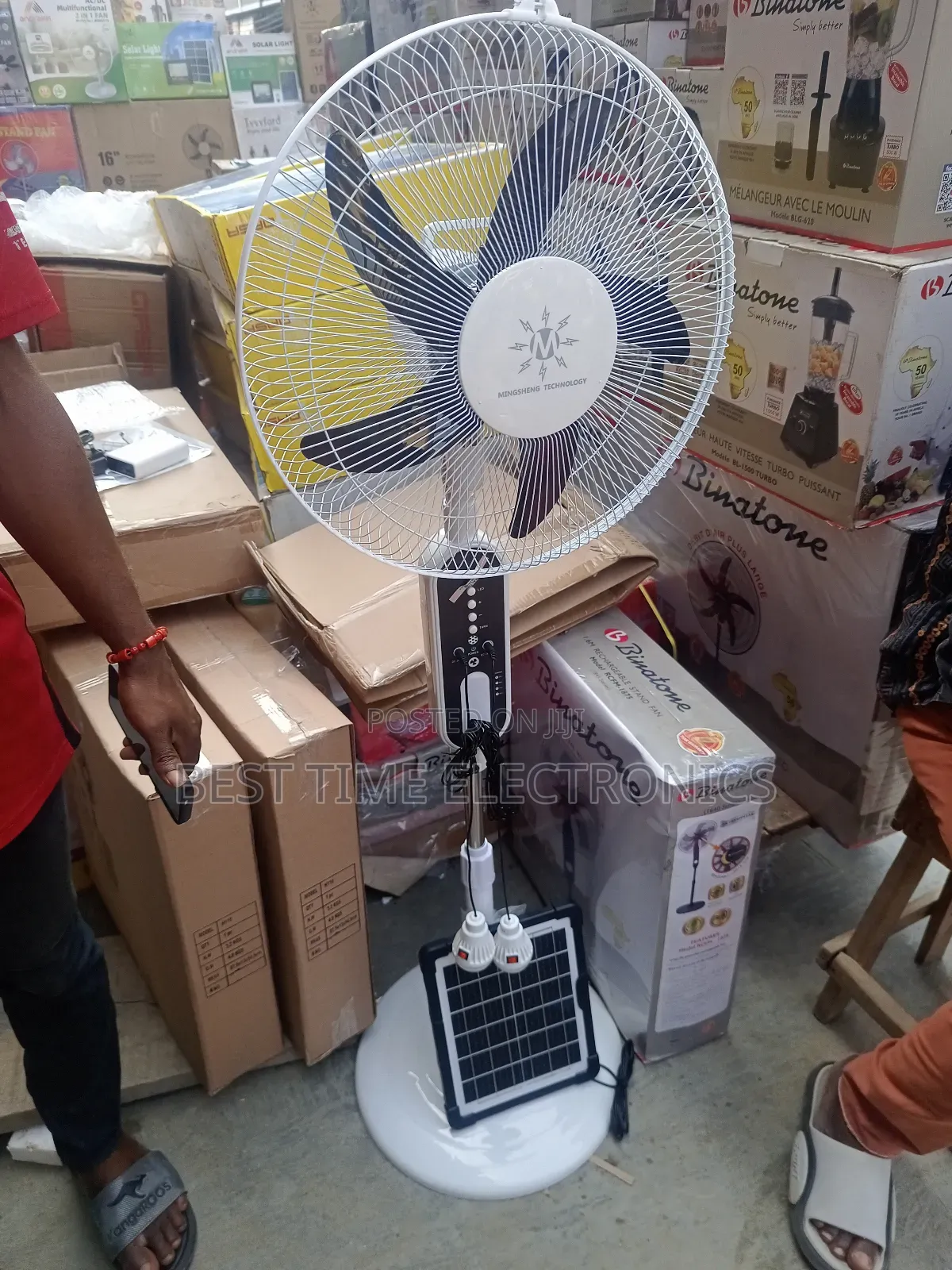 Mingsheng 16"Solar Rechargeable Lithium Stand Fan