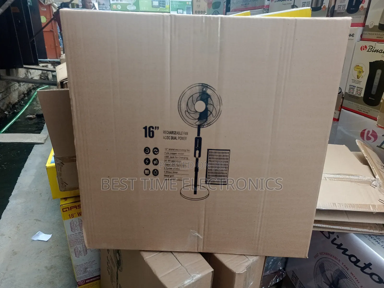Mingsheng 16"Solar Rechargeable Lithium Stand Fan