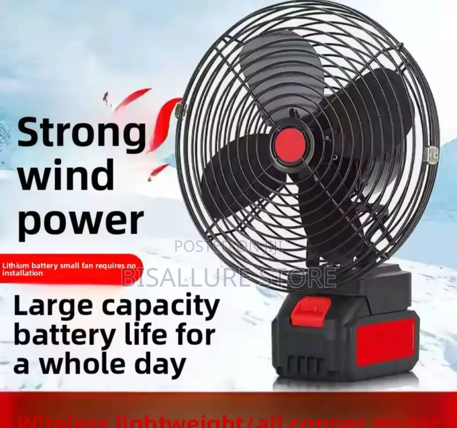 8 Inches Lithium Rechargeable Electric Fan With 2 Batteries