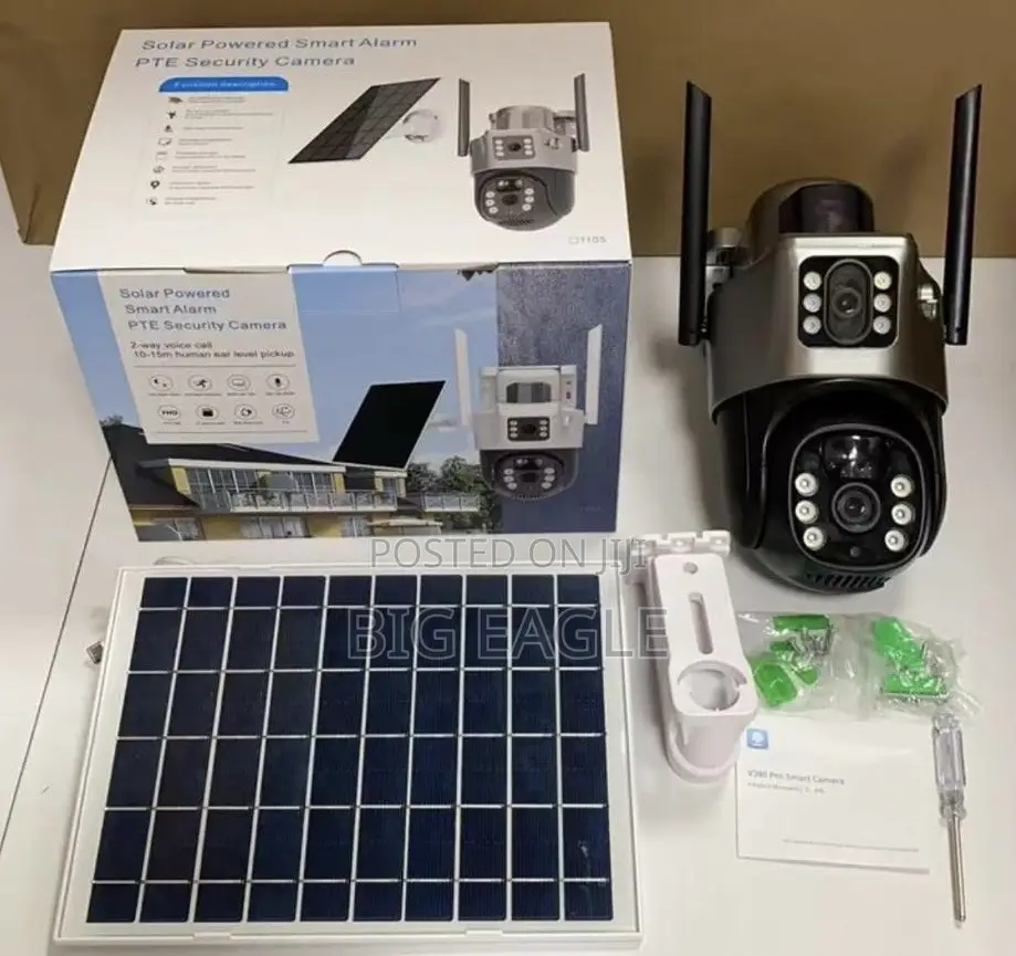 Surveillance Cameras Solar Powered Dual Lens PTZ CCTV Camera V380