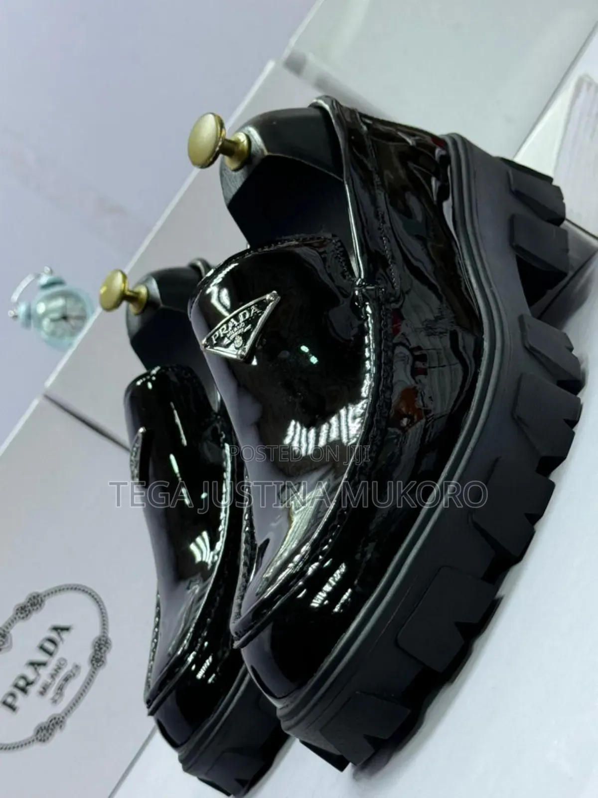 Latest Design Prada Glossy Leather High Sole Shoe