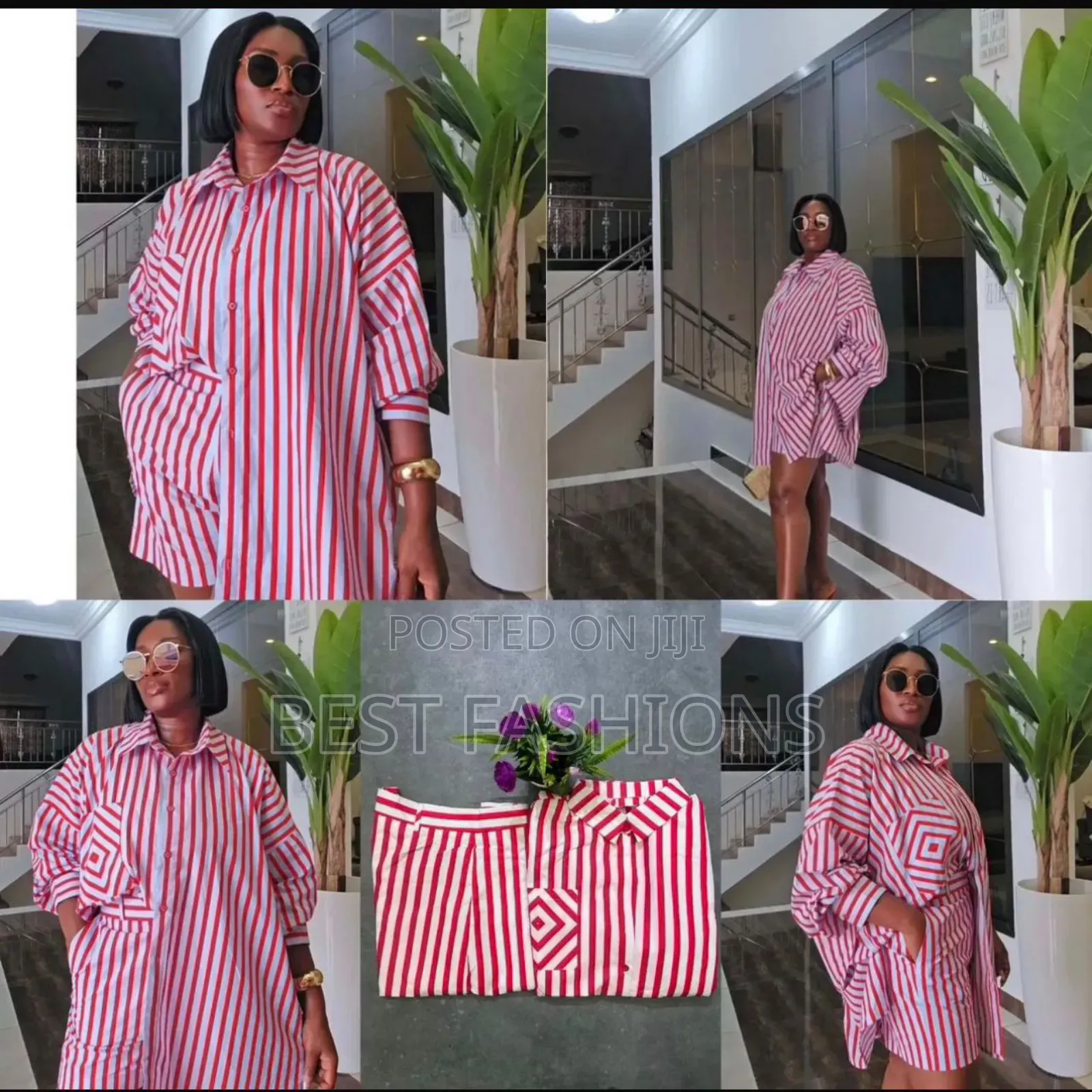 Lady's Red Strip 2 Pieces Short