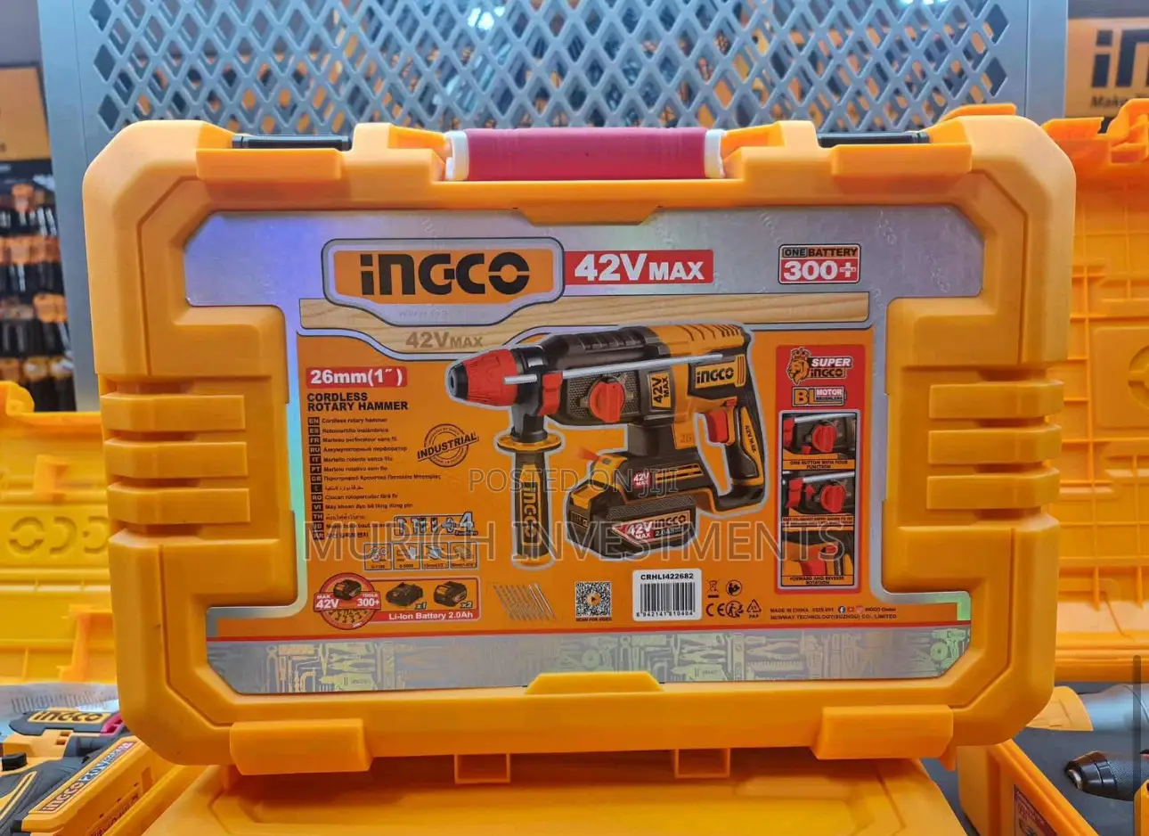 Ingco 26mm Cordless Rotary Hammer 42v