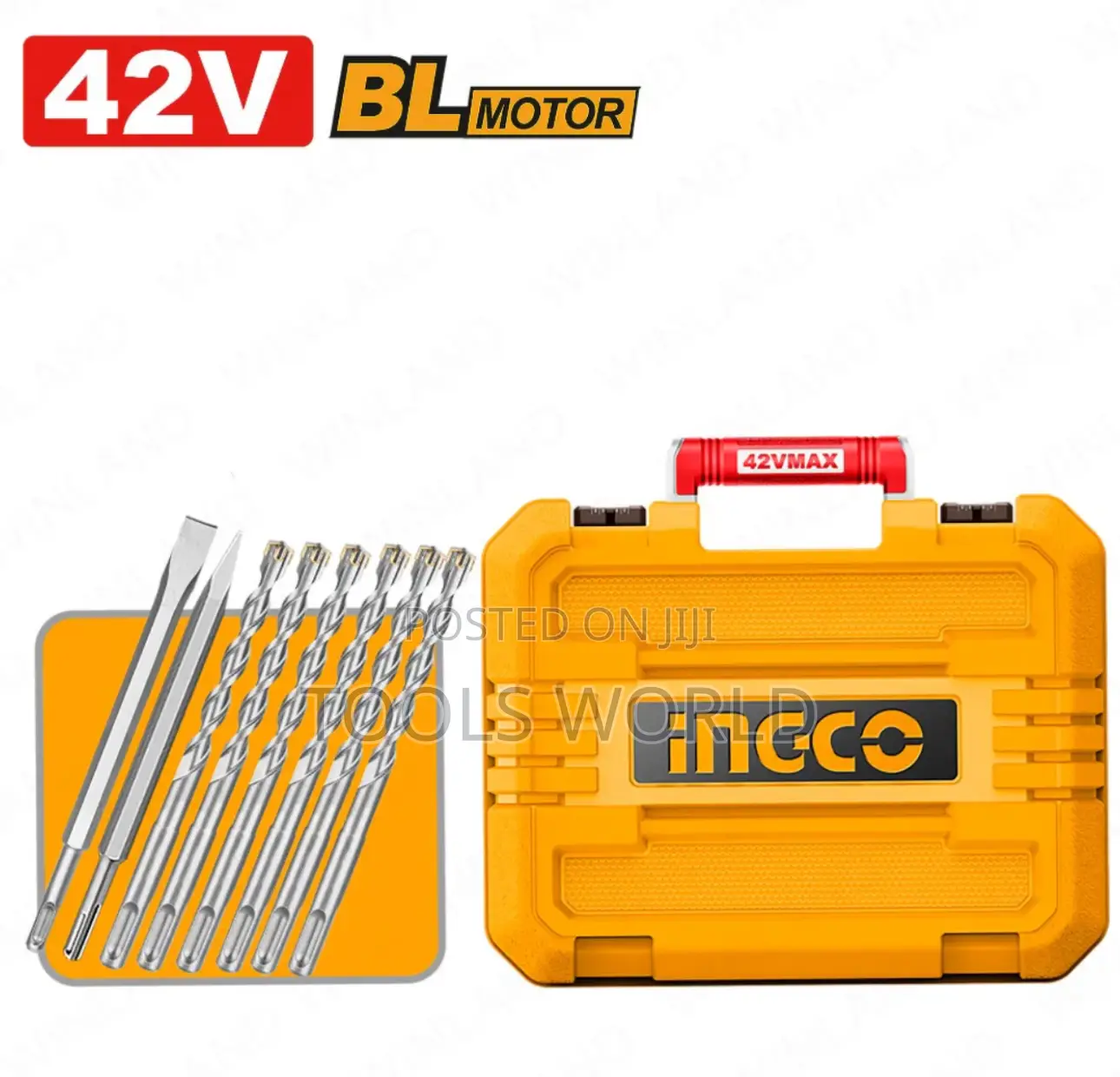 Ingco 42v Brushless 26mm 4-Mode Rotary Hammer 2x2.0ah Case