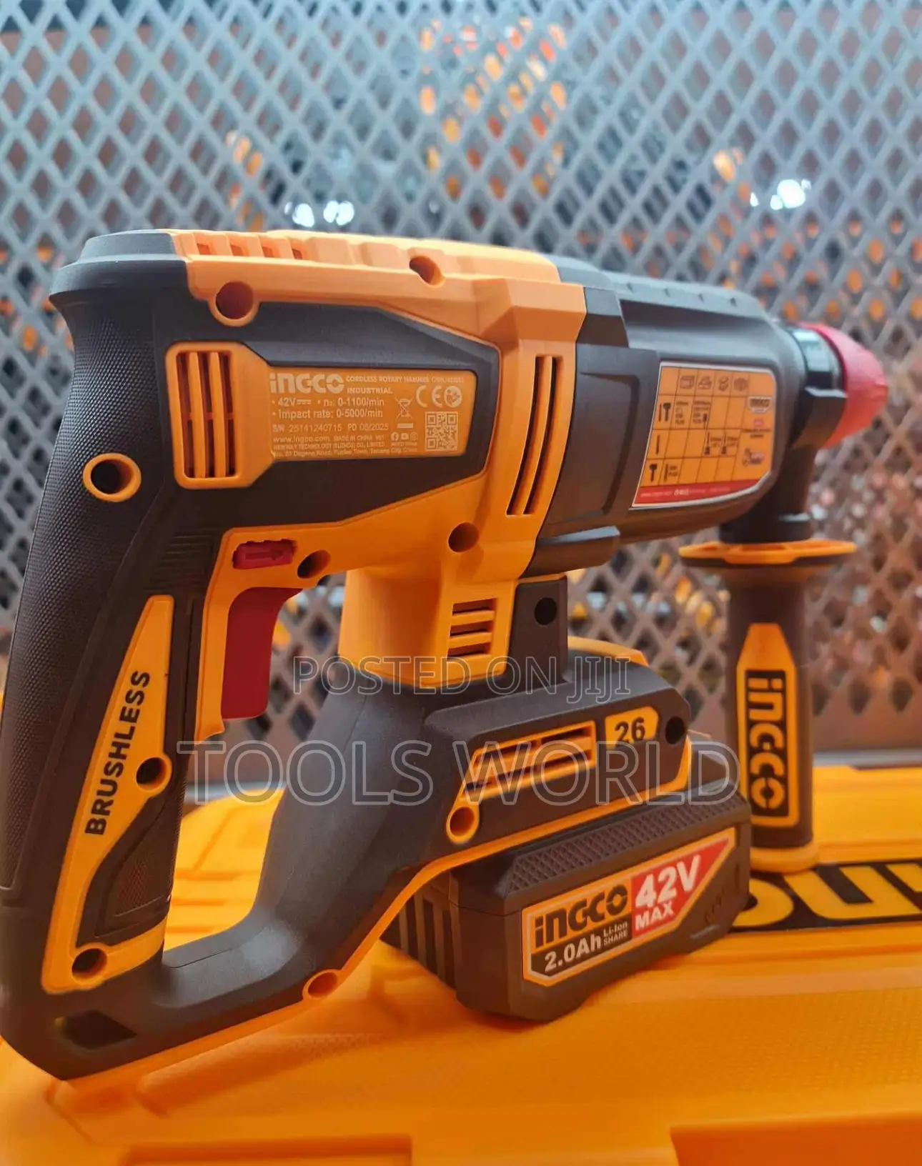 Ingco 42v Brushless 26mm 4-Mode Rotary Hammer 2x2.0ah Case