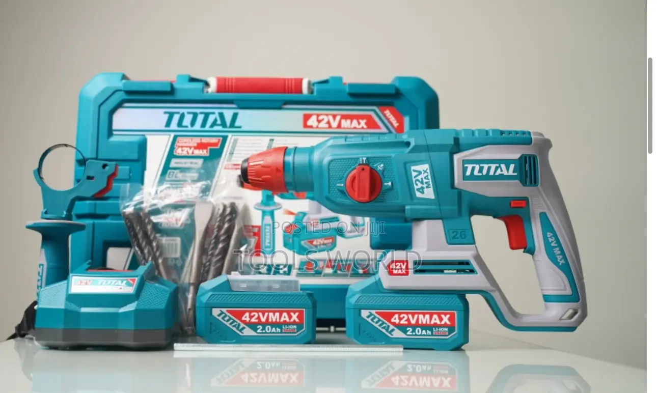 Total 42v Cordless Brushless Rotary Hammer (26mm) With 2 X Batteries